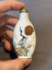 Six various Chinese porcelain and glass snuff bottles, 19th C.