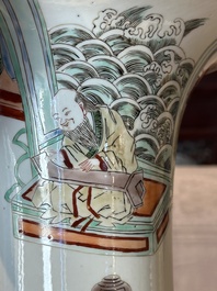 A Chinese famille verte 'gu' vase with narrative design, 19th C.