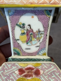 A square Chinese famille rose 'Xi Xiang Ji' vase, Yongzheng