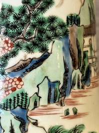 A Chinese famille verte 'gu' vase with narrative design, 19th C.