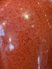 A Chinese monochrome copper-red-glazed vase, Xuande mark, 18/19th C.