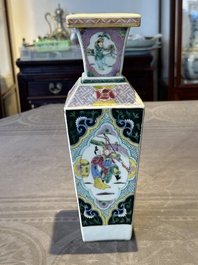 A square Chinese famille rose 'Xi Xiang Ji' vase, Yongzheng