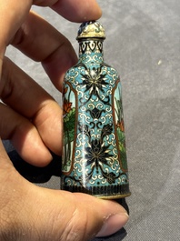 Six Chinese cloisonn&eacute; snuff bottles, Qianlong mark, 19/20th C.