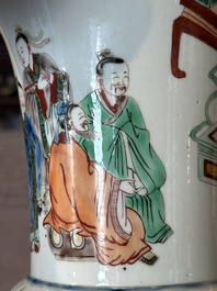 A Chinese famille verte 'gu' vase with narrative design, 19th C.