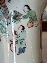 A Chinese famille verte 'gu' vase with narrative design, 19th C.