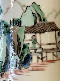 A Chinese famille verte 'gu' vase with narrative design, 19th C.