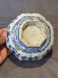 A Chinese blue and white octagonal 'bajixiang' bowl, Ming