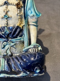 A Chinese Fahua Guanyin on stand, Ming