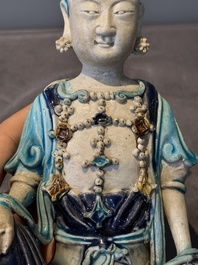 A Chinese Fahua Guanyin on stand, Ming
