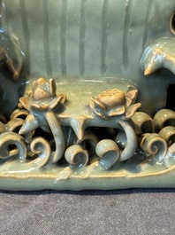 A Chinese Longquan celadon shrine of Guanyin, Ming or later