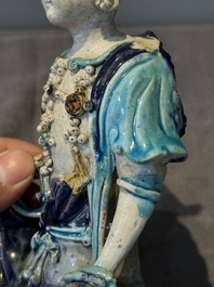 A Chinese Fahua Guanyin on stand, Ming