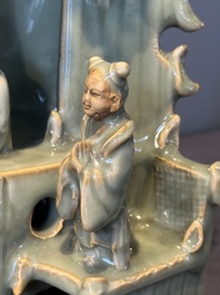 A Chinese Longquan celadon shrine of Guanyin, Ming or later