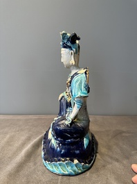 A Chinese Fahua Guanyin on stand, Ming