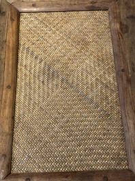A Chinese rectangular huanghuali wooden stool with 'chilong' design, 17/18th C.