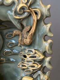 A Chinese Longquan celadon shrine of Guanyin, Ming or later