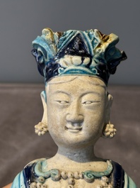A Chinese Fahua Guanyin on stand, Ming