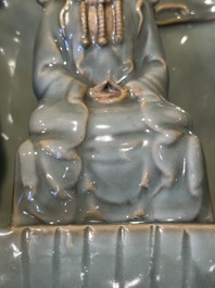 A Chinese Longquan celadon shrine of Guanyin, Ming or later