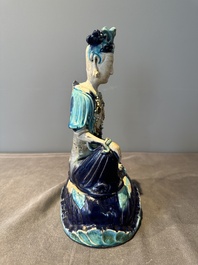 A Chinese Fahua Guanyin on stand, Ming