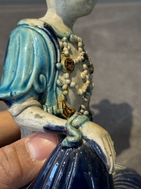 A Chinese Fahua Guanyin on stand, Ming