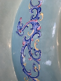 An exceptionally large Chinese Canton enamel basin with floral design, Yongzheng