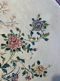 An exceptionally large Chinese Canton enamel basin with floral design, Yongzheng