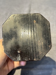 A Chinese tixi lacquer brush pot, 'bitong', Ming