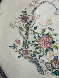 An exceptionally large Chinese Canton enamel basin with floral design, Yongzheng