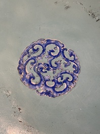 An exceptionally large Chinese Canton enamel basin with floral design, Yongzheng