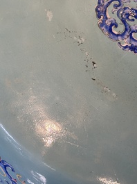 An exceptionally large Chinese Canton enamel basin with floral design, Yongzheng