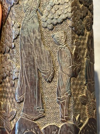 A Chinese tixi lacquer brush pot, 'bitong', Ming