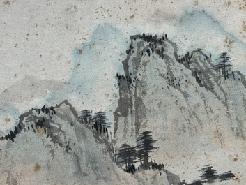 Pu Xinyu 溥心畬 (1896-1963): 'Mountainous landscape', ink and colour on paper
