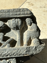 Five Gandhara grey schist frieze fragments with narrative design, 1/5th C.