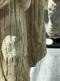 Two Gandhara grey schist torsos of Buddha and a tiger sculpture, 1st/3rd C.