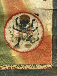 A rare Japanese Buddhist painting depicting Usnisavijaya, signed Ku Yue Baixie 哭月拜寫, probably 17/18th C.