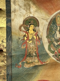 A rare Japanese Buddhist painting depicting Usnisavijaya, signed Ku Yue Baixie 哭月拜寫, probably 17/18th C.