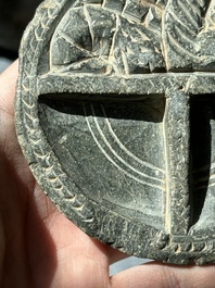 Six Gandhara grey schist fragments with divinities and floral design, 1/4th C.