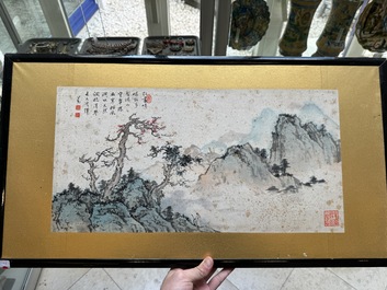 Pu Xinyu 溥心畬 (1896-1963): 'Mountainous landscape', ink and colour on paper