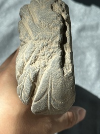 A Gandhara grey schist sculpture of the Bodhisattva Maitreya, a sculpture of a master with a child and a fragment of a divinity, 1/5th C.