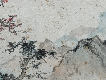 Pu Xinyu 溥心畬 (1896-1963): 'Mountainous landscape', ink and colour on paper