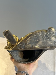 An extremely rare Chinese gilt bronze figure of Guandi, Ming