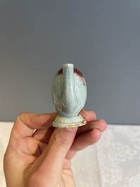 A Chinese miniature peach-shaped Jun-type 'Cadogan' ewer, Qianlong