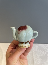 A Chinese miniature peach-shaped Jun-type 'Cadogan' ewer, Qianlong
