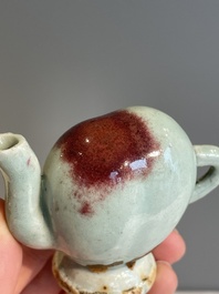 A Chinese miniature peach-shaped Jun-type 'Cadogan' ewer, Qianlong