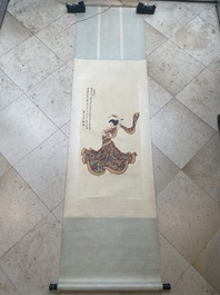 Sun Yunsheng 孫雲生 (1918-2000): 'Dancing female', ink and colour on paper, dated 1979