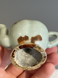 A Chinese miniature peach-shaped Jun-type 'Cadogan' ewer, Qianlong