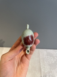 A Chinese miniature peach-shaped Jun-type 'Cadogan' ewer, Qianlong