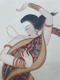 Sun Yunsheng 孫雲生 (1918-2000): 'Dancing female', ink and colour on paper, dated 1979