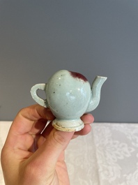 A Chinese miniature peach-shaped Jun-type 'Cadogan' ewer, Qianlong