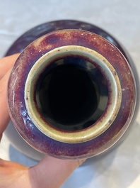 A Chinese flamb&eacute;-glazed vase with 'chilong' handles, 18th C.