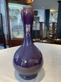 A Chinese flamb&eacute;-glazed vase with 'chilong' handles, 18th C.